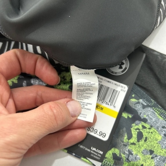 (NWT) Under Armour Gym Leggings & Sports Bra in Gray/Lime, Medium - Picture 9 of 16